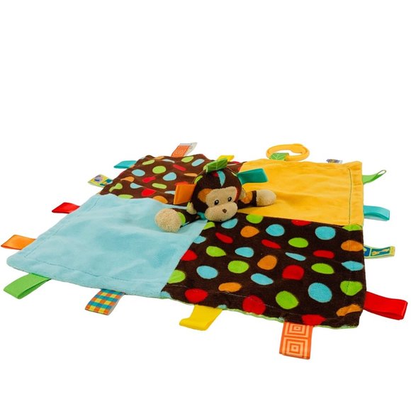 Mary Meyer Monkey Lovey Taggies Dazzle Dots Security Blanket Satin Lined 13.5" - Picture 2 of 12